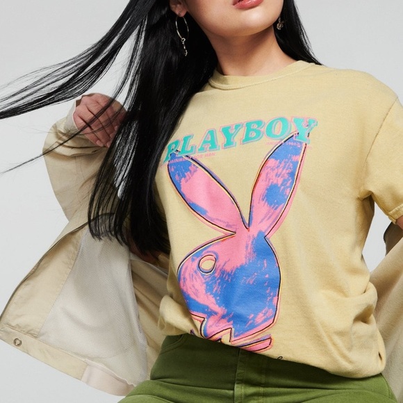 PLAYBOY Tops - Playboy- Gray Acid Wash January 1986 PLAYBOY Pop Art Cover T-SHIRT Size Small